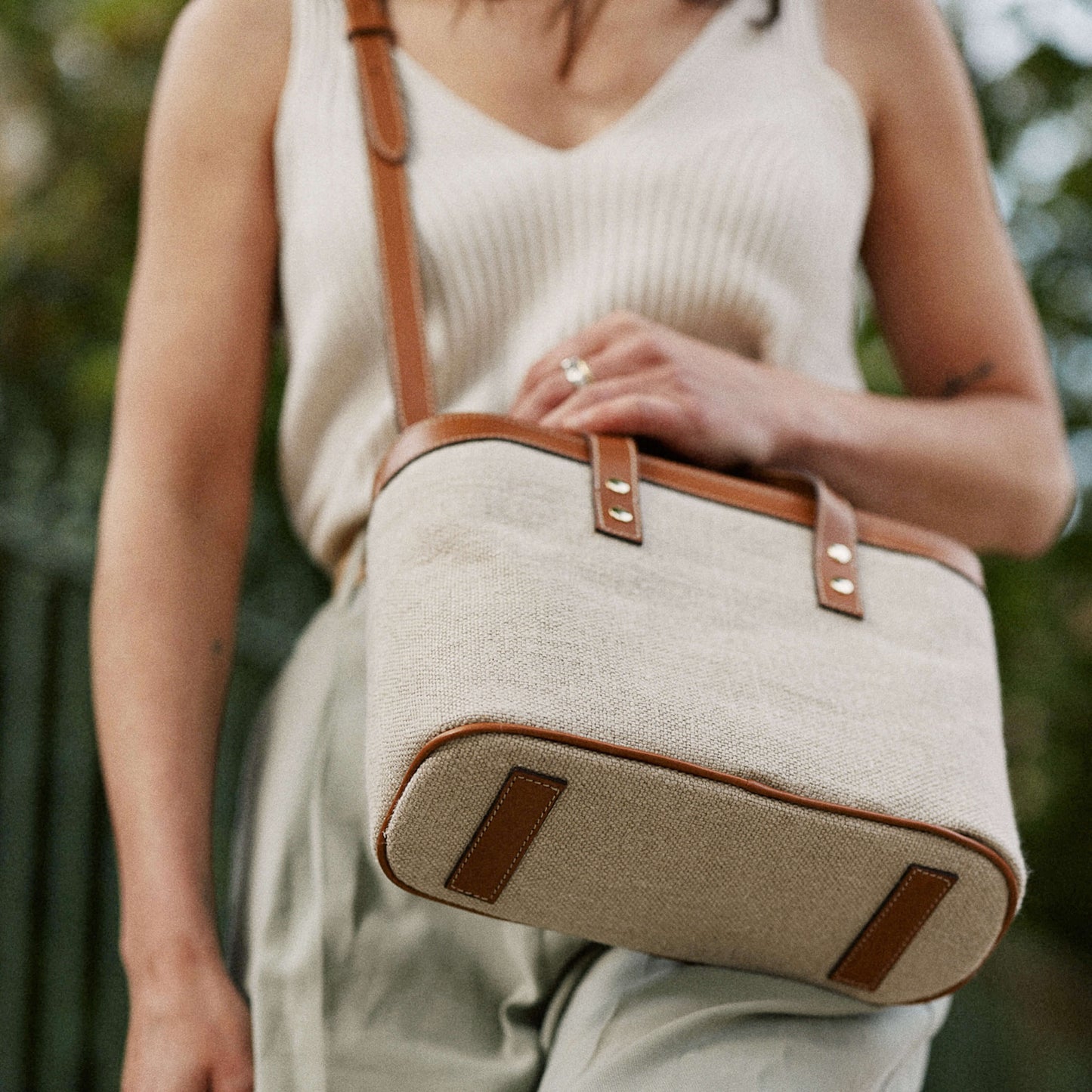 Le Bergame - Crossbody Cuir & Lin