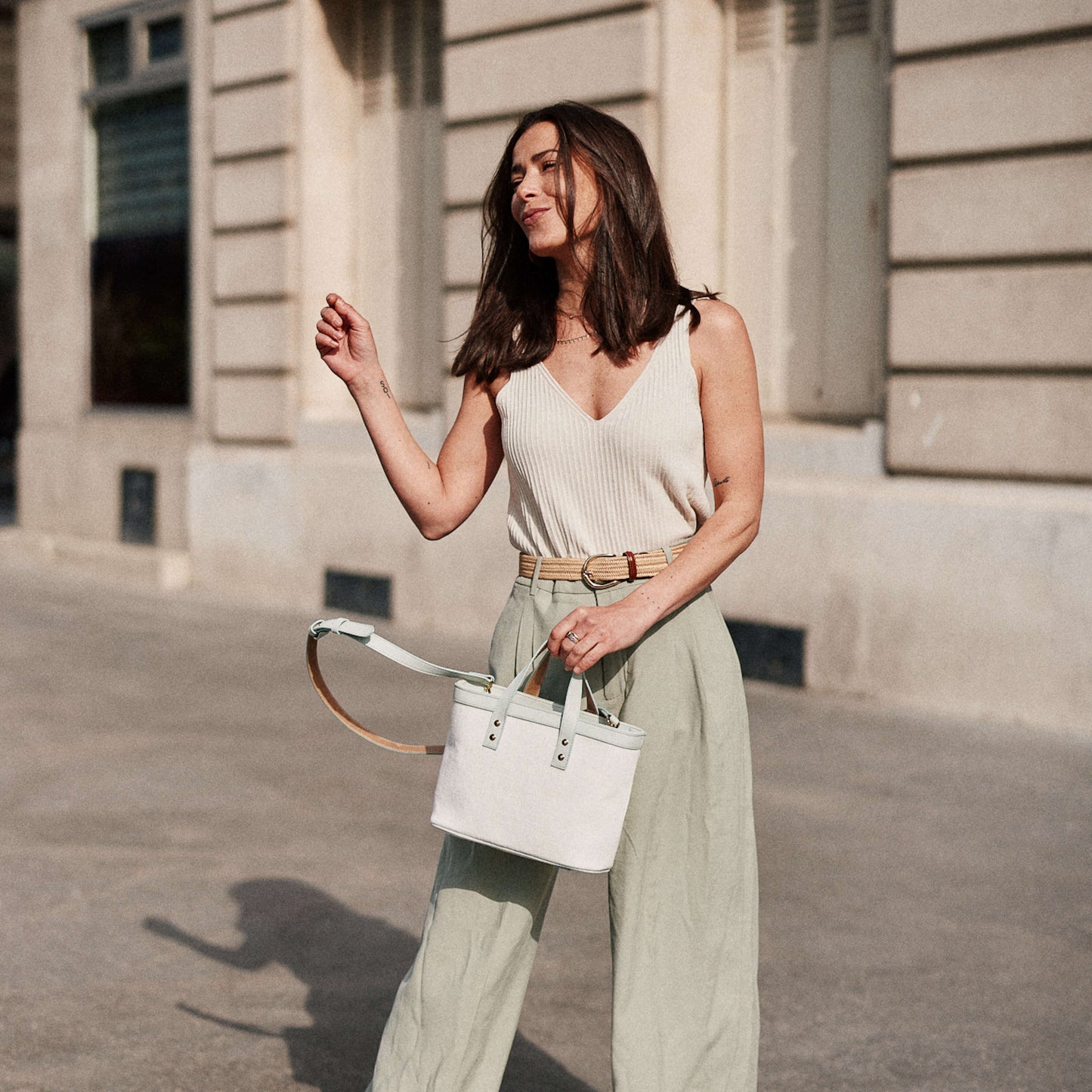 Le Bergame - Crossbody Cuir & Lin