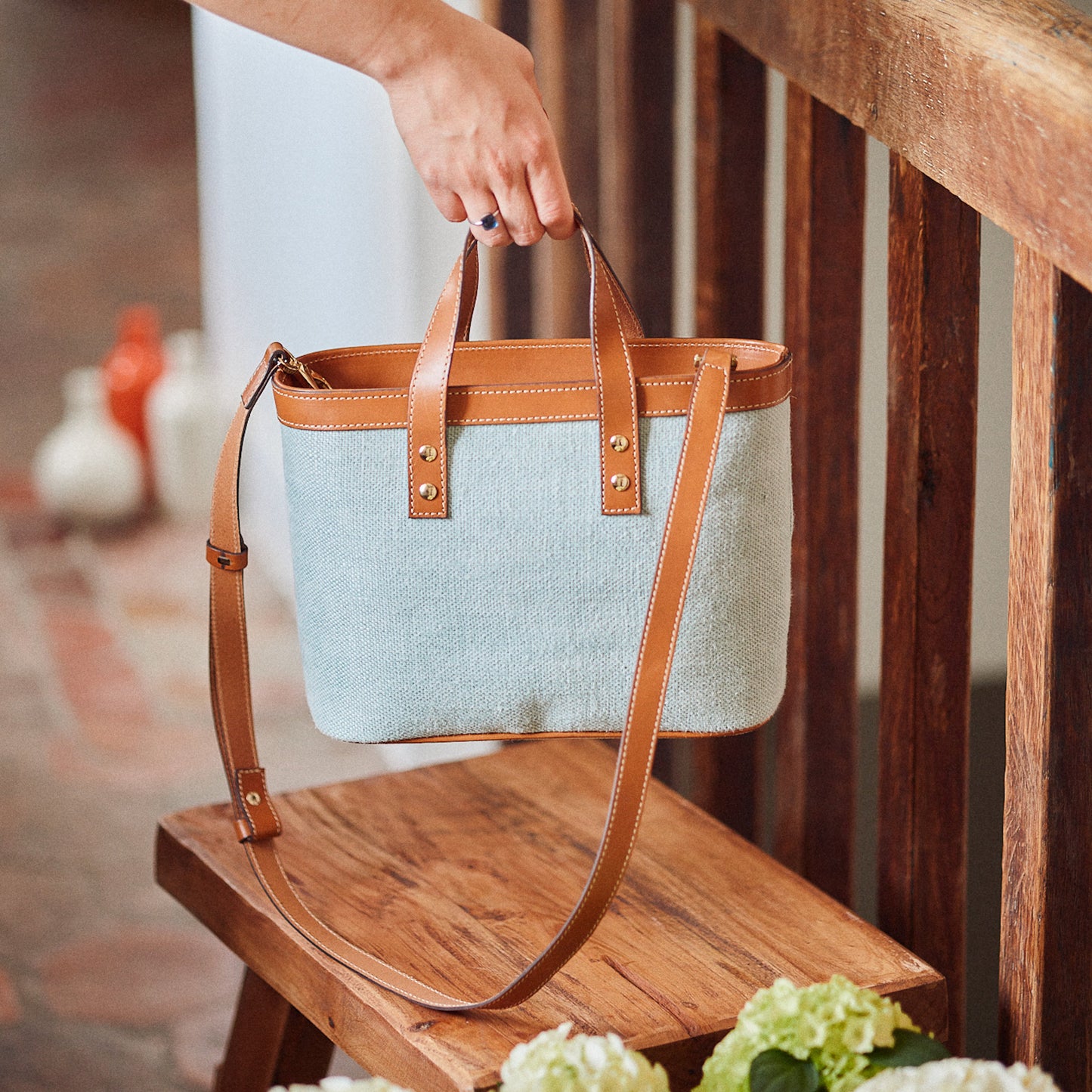 Le Bergame - Crossbody Cuir & Lin