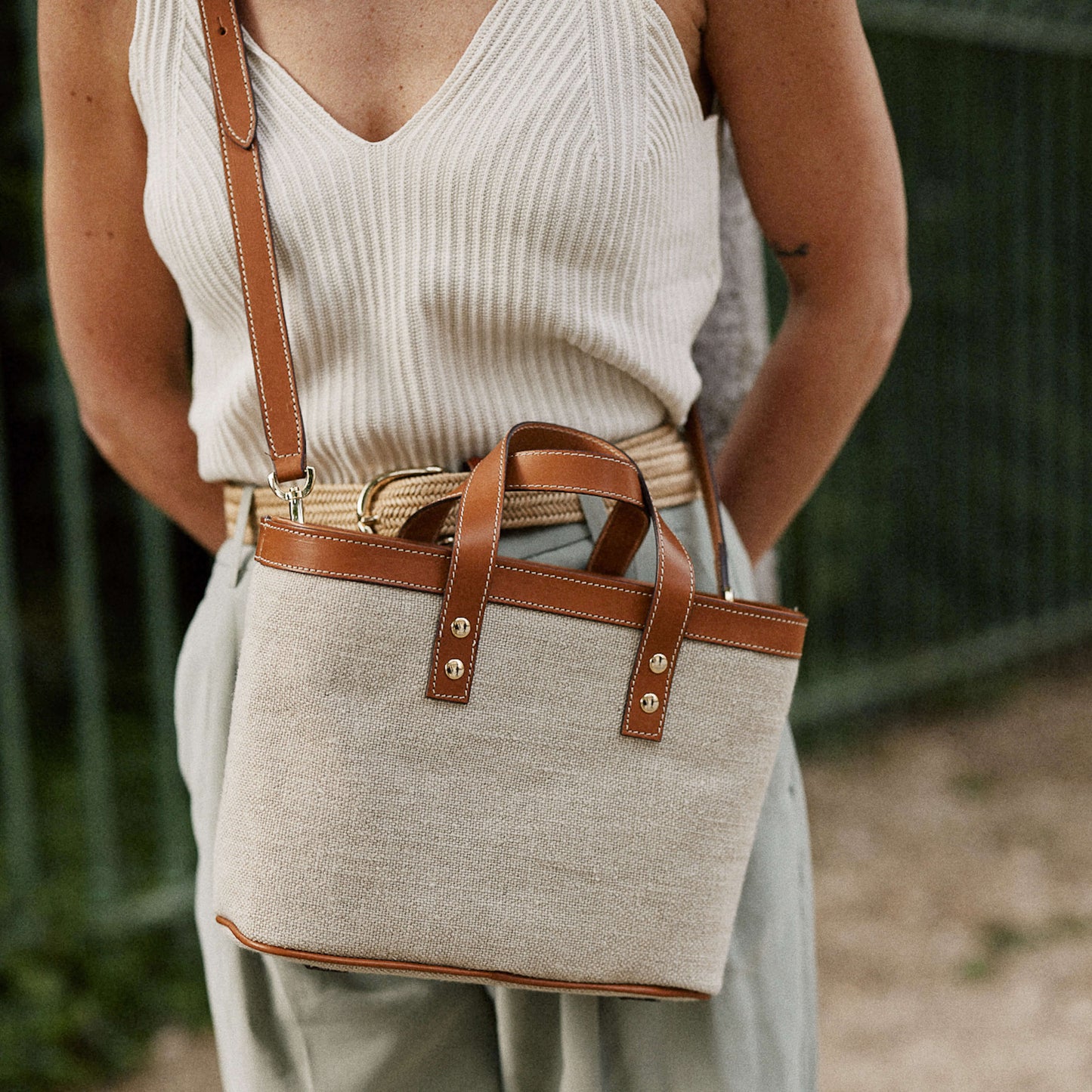 Le Bergame - Crossbody Cuir & Lin