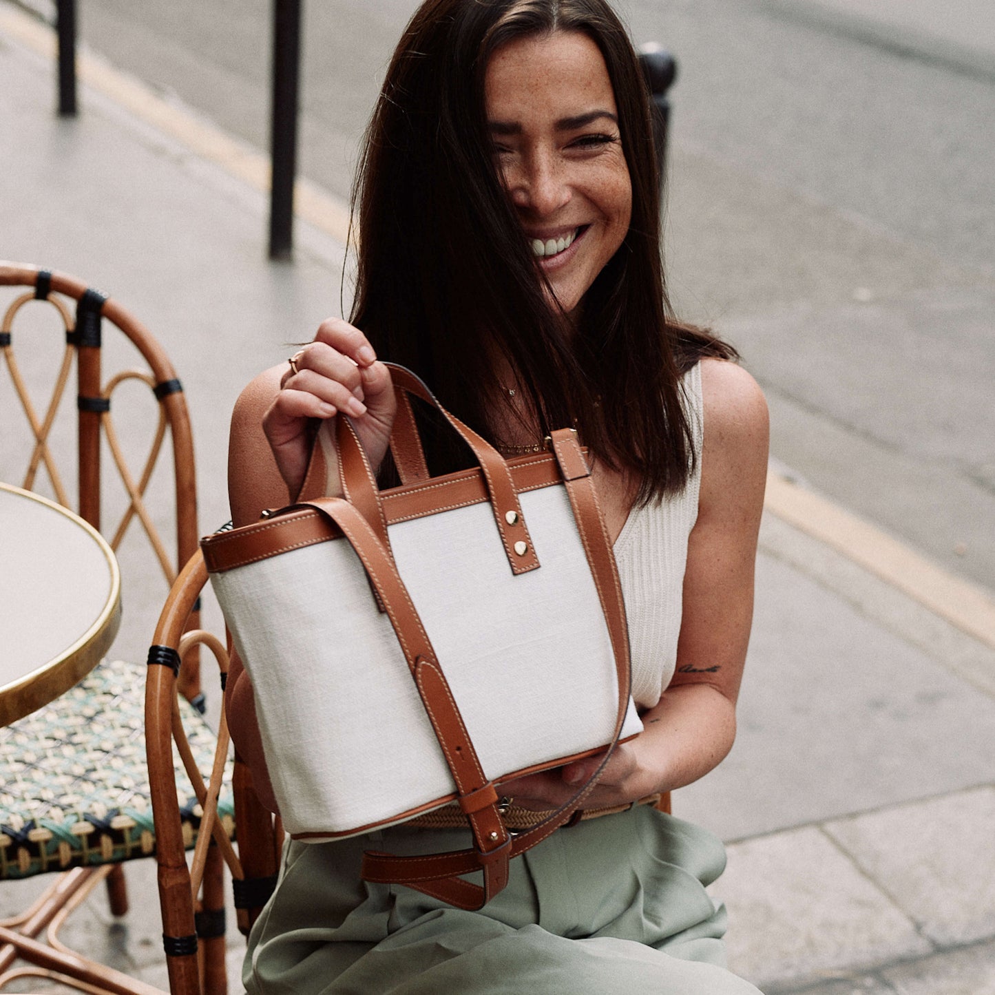 Le Bergame - Crossbody Cuir & Lin