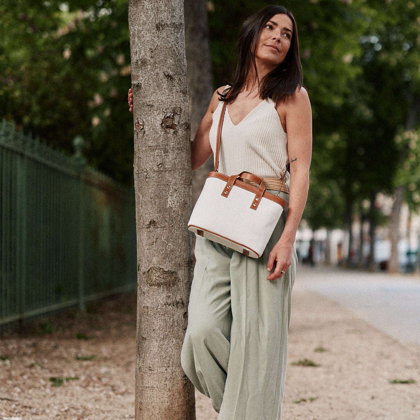 Le Bergame - Crossbody Cuir & Lin