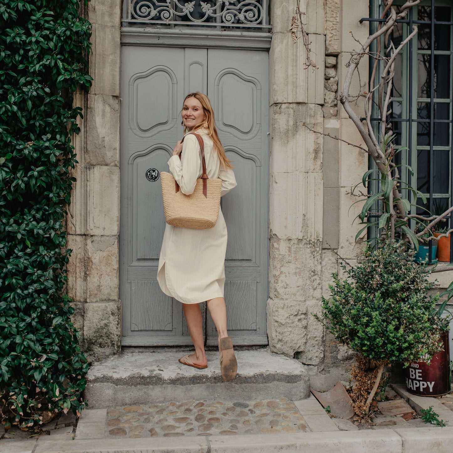 Le Sac Cabas Cuir et Raphia