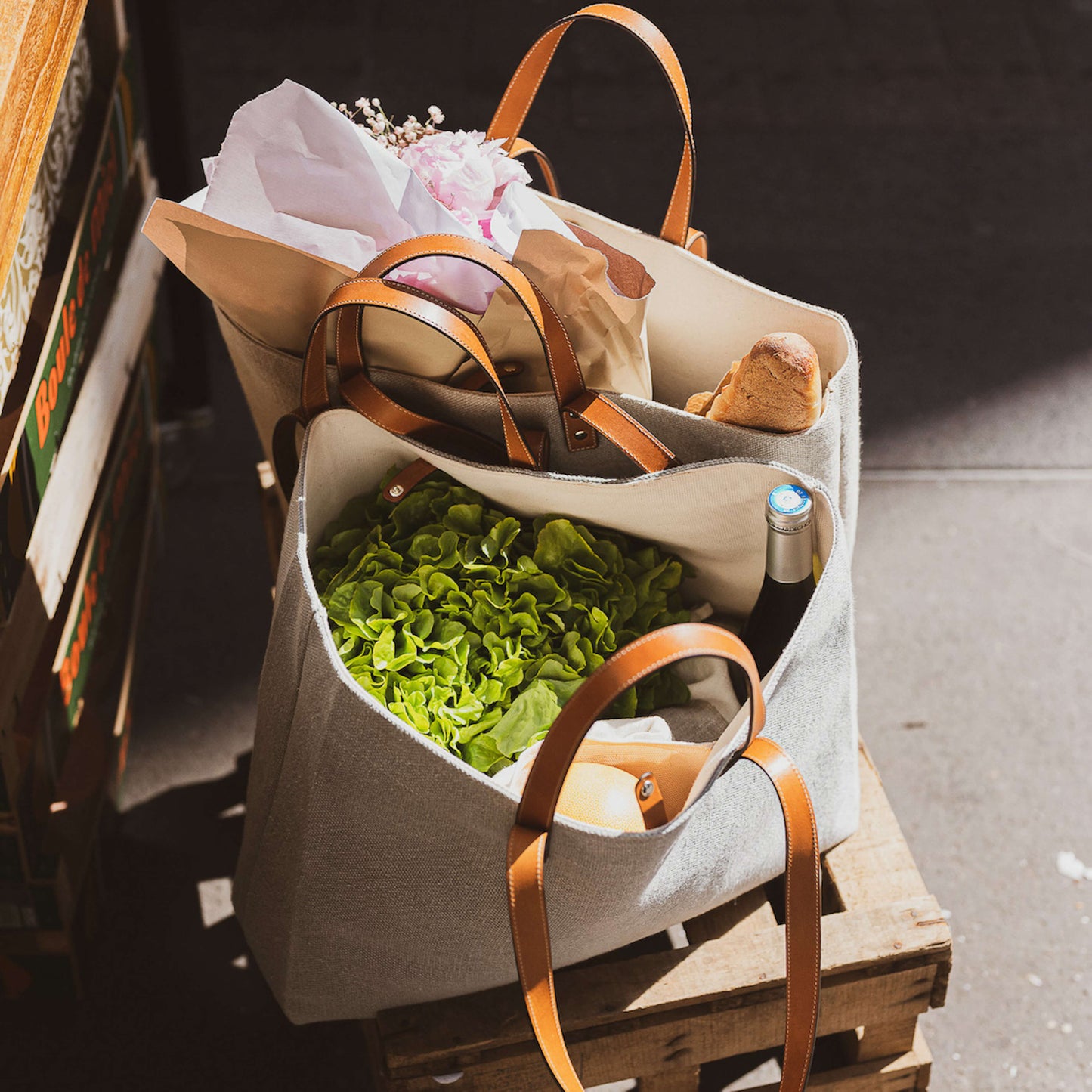 Le Sac Cabas Cuir & Lin