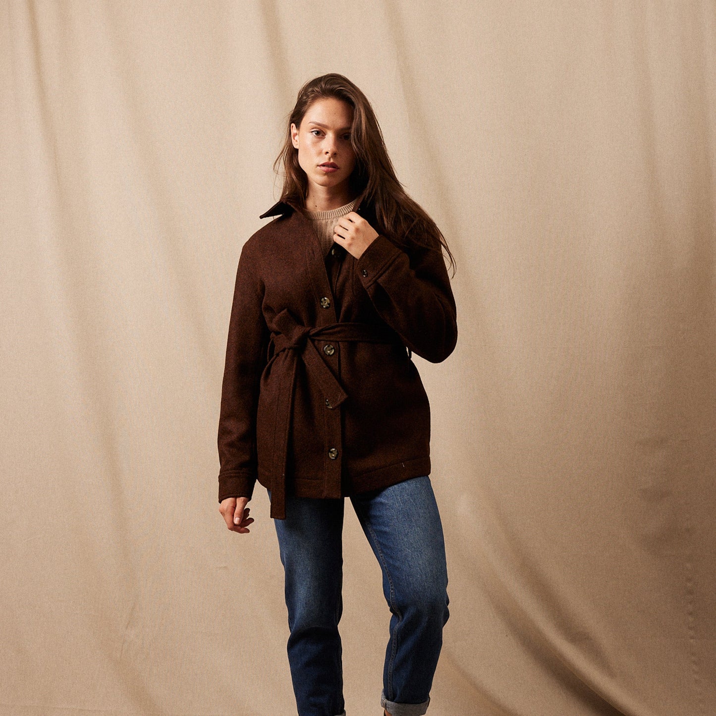 La Veste Saharienne Laine Shetland