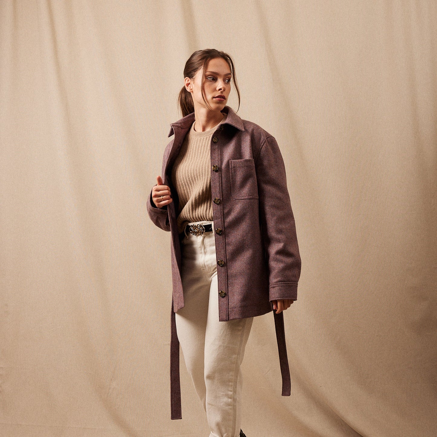 La Veste Saharienne Laine Shetland