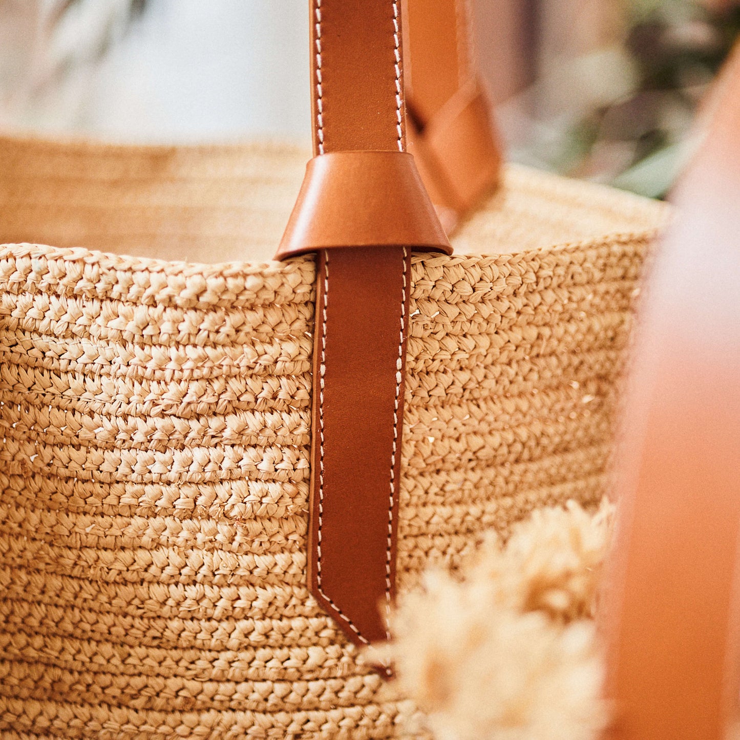 Le Sac Cabas Cuir et Raphia