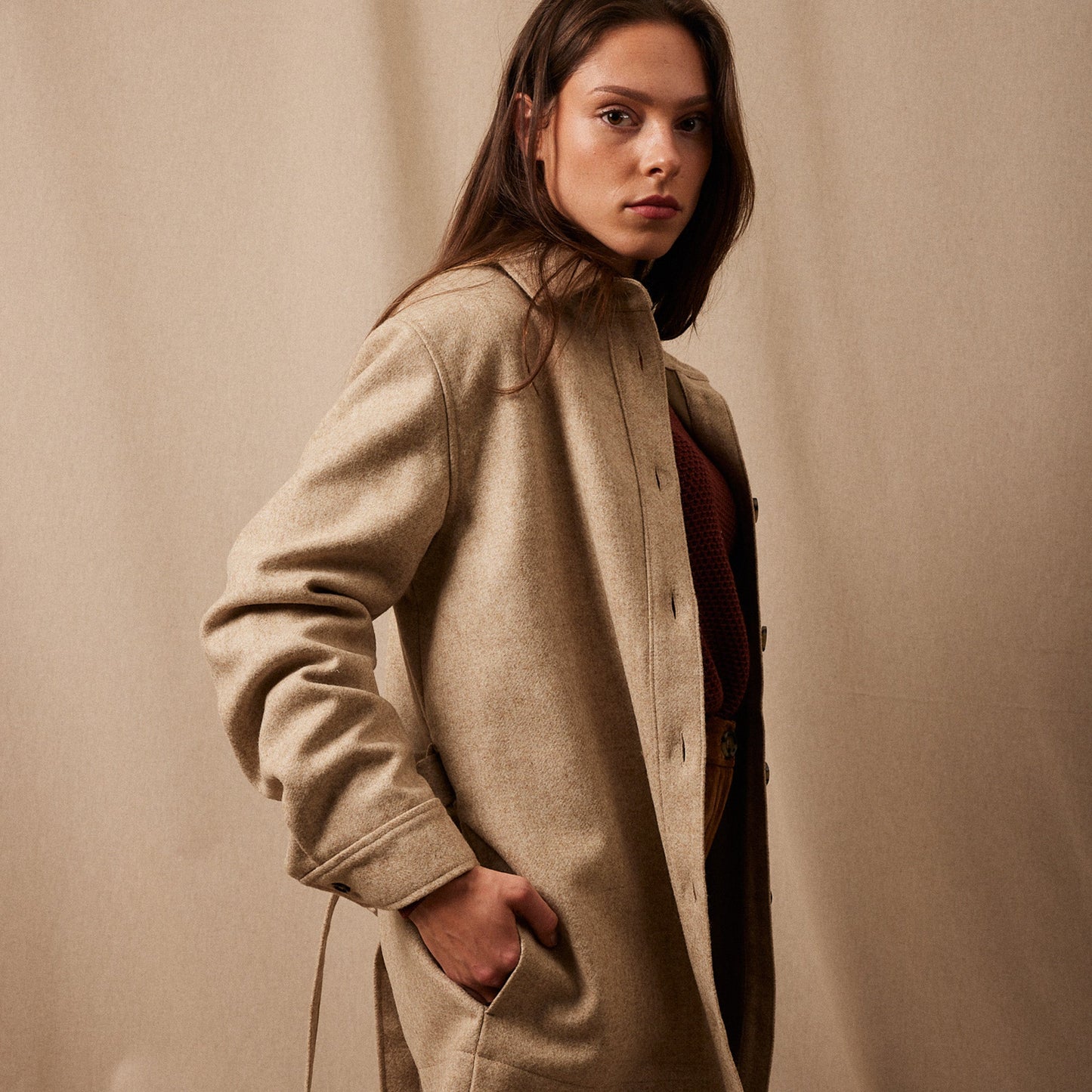 La Veste Saharienne Laine Shetland