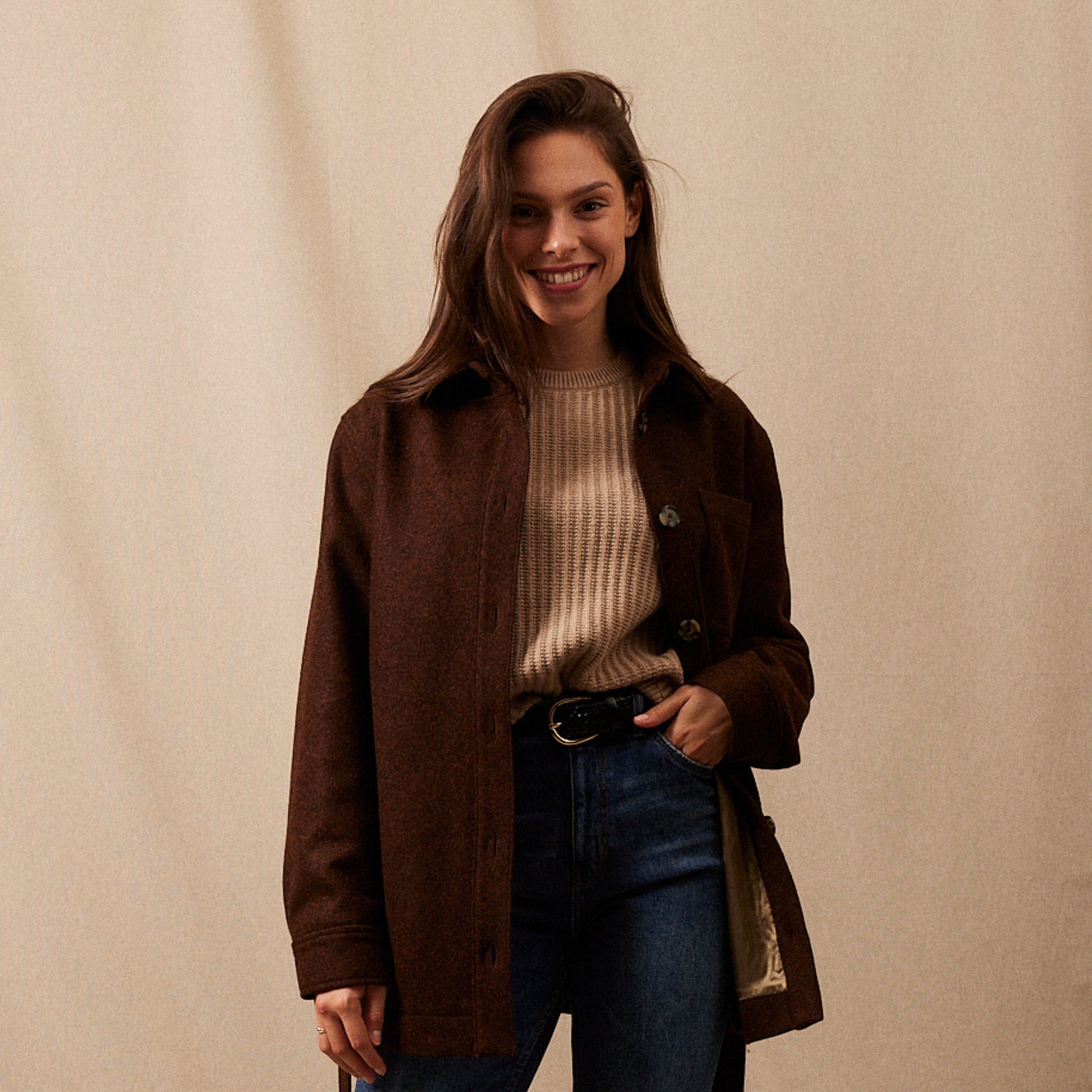La Veste Saharienne Laine Shetland