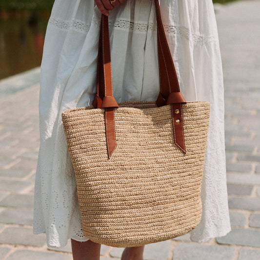 Le Sac Cabas Cuir et Raphia