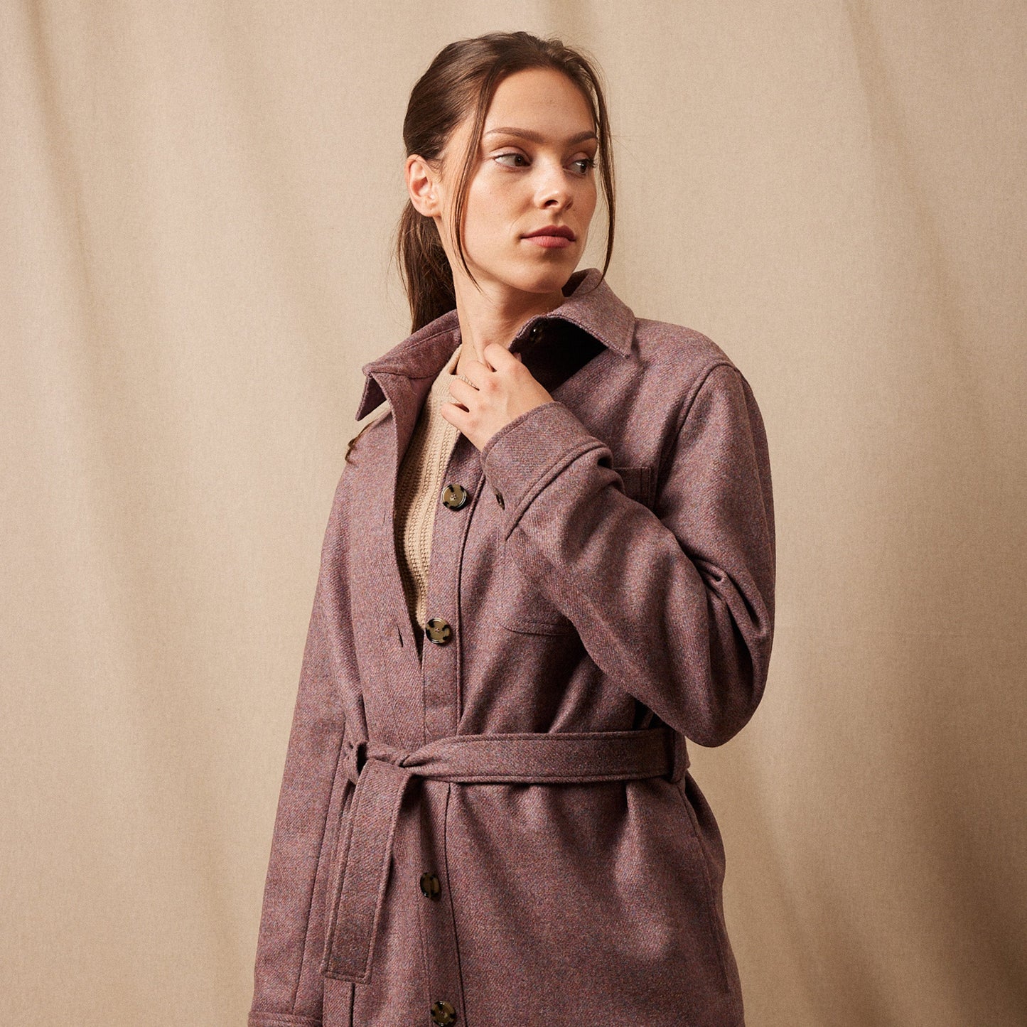 La Veste Saharienne Laine Shetland