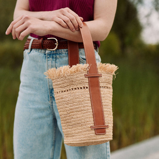 Le Sac Seau Cuir et Raphia